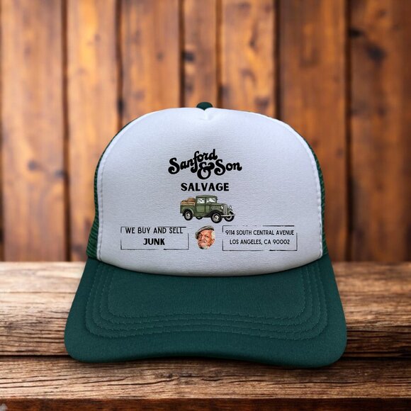 Sanford & Son Salvage Unisex Trucker Hat Green Snapback 70s Sitcom Baseball Cap - Picture 1 of 4